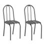Imagem de Kit 2 Cadeiras de Cozinha Califórnia Estampado Preto Listrado Pés de Ferro Preto - Pallazio