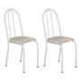 Imagem de Kit 2 Cadeiras de Cozinha Califórnia Estampado Rattan Bege Pés de Ferro Branco - Pallazio