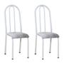 Imagem de Kit 2 Cadeiras de Cozinha Flórida Estampado Prata Pés de Ferro Branco - Pallazio