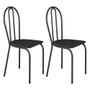 Imagem de Kit 2 Cadeiras de Cozinha Texas Liso Preto Pés de Ferro Cromo Preto - Pallazio