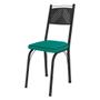 Imagem de Kit 2 Cadeiras de Cozinha Virginia material sintético Azul Turquesa Pés de Ferro Preto - Pallazio