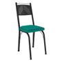 Imagem de Kit 2 Cadeiras de Cozinha Virginia material sintético Azul Turquesa Pés de Ferro Preto - Pallazio