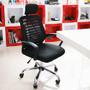 Imagem de Kit 2 Cadeiras De Escritório Presidente Tela Mesh Simples Com Apoio e Sistema Relax Ribs - Preta