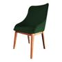 Imagem de Kit 2 Cadeiras de Jantar Elisa Nobre Estofada Liso Veludo Verde Base Madeira Maciça Mel