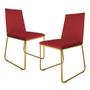 Imagem de Kit 2 Cadeiras de Jantar Estofada Lille Base Gold Veludo Vermelho - Montanaris Decor