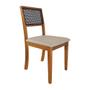 Imagem de Kit 2 Cadeiras de Jantar Palha Estofadas Linho Bege Encosto Tela Rubi Premium Madeira Maciça Mel