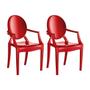 Imagem de Kit 2 Cadeiras De Plástico Brilhante Wind Plus Resistente Sala Quarto Escritório Decoração UZ Vermelho