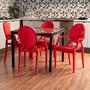 Imagem de Kit 2 Cadeiras De Plástico Brilhante Wind Plus Resistente Sala Quarto Escritório Decoração UZ Vermelho