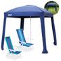 Imagem de Kit 2 Cadeiras de Praia 4 Posicoes Aco + Guarda Sol Modelo Cabana Gazebo 2,2 X 2,2 M