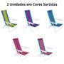 Imagem de Kit 2 Cadeiras de Praia 4 Posicoes Aco + Guarda Sol Modelo Cabana Gazebo 2,2 X 2,2 M