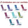 Imagem de Kit 2 Cadeiras de Praia Aluminio Reclinavel 4 Posicoes  Mor 