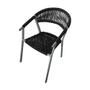 Imagem de Kit 2 Cadeiras Decorativa Joana em Corda Náutica e Base em Alumínio Cinza/preta 