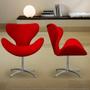 Imagem de Kit 2 Cadeiras Decorativas Poltronas Egg Vermelha com Base Giratória