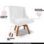Imagem de Kit 2 Cadeiras Decorativas Sala de Jantar Base Giratória de Madeira Firenze PU Branco Brilho/Natural G19 - Gran Belo