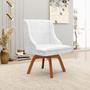 Imagem de Kit 2 Cadeiras Decorativas Sala de Jantar Base Giratória de Madeira Firenze PU Branco Brilho/Natural G19 - Gran Belo