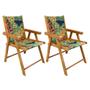 Imagem de Kit 2 Cadeiras Dobrável para Área Externa Balcony em Madeira e Tecido Floral 