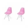 Imagem de Kit 2 Cadeiras em PP Base Metal Dkr OR Design Rosa/Cromado