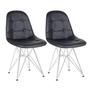 Imagem de Kit 2 cadeiras estofadas Charles Eames Eiffel Botonê com pés de metal cromado