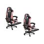 Imagem de Kit 2 Cadeiras Gamer Stillus Ergonômica Apoio Pés Preto Rosa