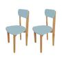 Imagem de Kit 2 Cadeiras Infantil para Restaurante Colorê Assento Azul Pés em Madeira Maciça Natural