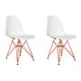 Imagem de Kit 2 Cadeiras Jantar Assento Branco Eiffel Eames Base Ferro Cobre