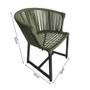 Imagem de Kit 2 Cadeiras Jantar Jardim Área Externa Corda Náutica Verde Musgo Base Aluminio Preto Salina Linha Plus 
