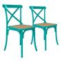 Imagem de Kit 2 Cadeiras Katrina X Azul Turquesa Assento Bege Aço New Green