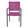 Imagem de Kit 2 Cadeiras Marília Corda Náutica Base em Alumínio Preto/rosa