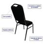 Imagem de Kit 2 Cadeiras para Hotel Auditório Igreja Restaurante Eventos com Reforço Empilhável cor Preta