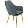 Imagem de Kit 2 Cadeiras Poltrona Lines Base Dourada Recepção Sala Decorativa Suede - Cinza