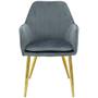 Imagem de Kit 2 Cadeiras Poltrona Lines Base Dourada Recepção Sala Decorativa Suede - Cinza
