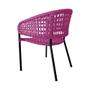 Imagem de Kit 2 Cadeiras Sol Corda Náutica Base em Alumínio Preto/rosa