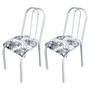 Imagem de Kit 2 Cadeiras Tubular Estofada Julia Assento Branco Floral