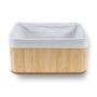 Imagem de Kit 2 Caixa Cesto Retangular Bambu com Tecido Linho 32 x 22cm Organização Casa Premium