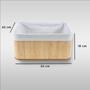 Imagem de Kit 2 Caixa Cesto Retangular Bambu com Tecido Linho 32 x 22cm Organização Casa Premium