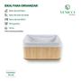 Imagem de Kit 2 Caixa Cesto Retangular Bambu com Tecido Linho 32 x 22cm Organização Casa Premium