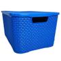 Imagem de Kit 2 Caixa Rattan Organizadora Multiuso Com Tampa 40L Azul