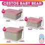 Imagem de Kit 2 Caixas Cesto Organizador Baby Bear Rosa Azul 17L Trama Rattan Infantil Quarto Criança - Usual