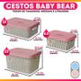 Imagem de Kit 2 Caixas Organizadora Baby Bear Trama Rattan Infantil Pequena 4,5L Rosa Azul - Usual Utilidades