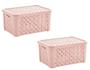 Imagem de Kit 2 Caixas Organizadoras RATTAN 5 litros C/Tampa 24x17x12cm Rosa 709 Paramount