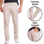 Imagem de Kit 2 Calça de Sarja Bege e Caqui Corte Alfaiataria Masculina Slim Fit com Lycra Bolso Embutido Social Casual