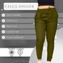 Imagem de Kit 2 Calça Feminina Jogger Bengaline Cintura Alta Skinny Lycra Cordão Moda Blogueira