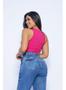 Imagem de Kit 2 Calça Feminina Mom Wide Leg Jeans Cós Cintura Alta 100% Jeans Sem Lycra Moda Blogueira