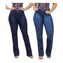 Imagem de Kit 2 Calça Jeans Feminina Flare Cós Alto Boca De Sino Hot