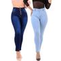 Imagem de Kit 2 Calça Jeans Feminina Skinny Cintura Alta Com Lycra Levanta Bumbum