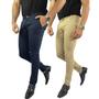 Imagem de Kit 2 Calça Masculina De Sarja Social Slim Skinny Elastano 