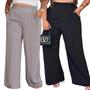 Imagem de Kit 2 Calças Feminina Pantalona Plus Size Duna Elegante Em Elasticidade Na Cintura Com Bolsos