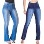 Imagem de Kit 2 Calças Flare Jeans HNO Jeans Petit Flare Azul FrisoAzul Stonada