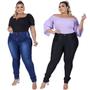 Imagem de Kit 2 Calcas Jeans Femininas Plus Size Confortavel Cintura Alta Com Lycra elastano envio rápido