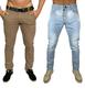 Imagem de kit 2 calças jeans Masculinas com lycra jeans sarja esporte fino dia a dia variações